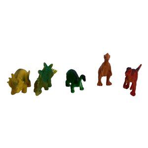 Vtg Plastic Dinosaur Figures Set of 5 Assorted Colors Species Educational 2"-3"
